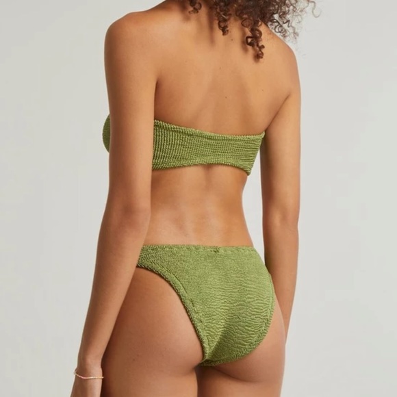 Hunza G gloria bandeau metallic moss crinkle 2 piece bikini - Picture 3 of 5